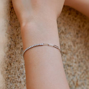 CZ Half Paperclip Half Tennis Chain Bracelet - Perimade & Co.