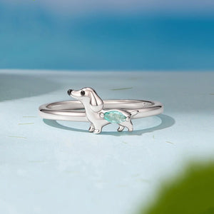 Dachshund Mint Marquise CZ Adjustable Ring - Perimade & Co.