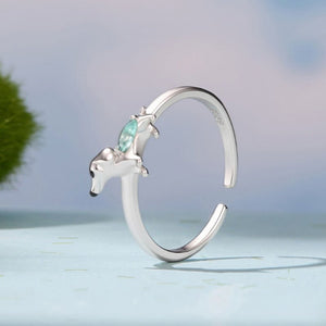 Dachshund Mint Marquise CZ Adjustable Ring - Perimade & Co.