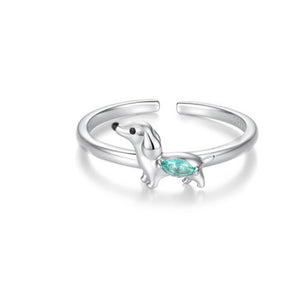 Dachshund Mint Marquise CZ Adjustable Ring - Perimade & Co.