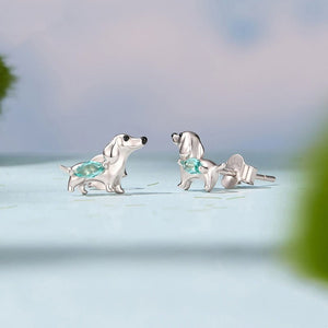 Dachshund Mint Marquise Stone Stud Earrings - Perimade & Co.