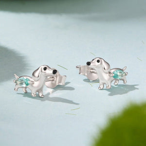 Dachshund Mint Marquise Stone Stud Earrings - Perimade & Co.