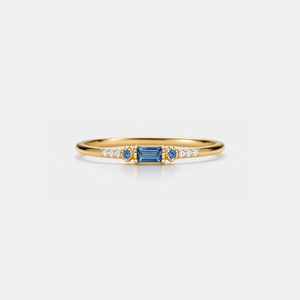 Dainty Baguette Blue CZ Stack Thin Band Ring - Perimade & Co.