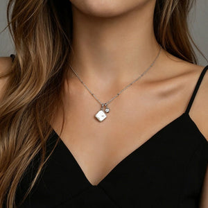 Dainty Baroque Square Pearl Charm Necklace - Perimade & Co.