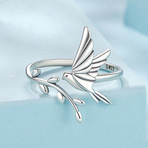 Dainty Bird Tree Leaf Branch Bypass Ring - Perimade & Co.