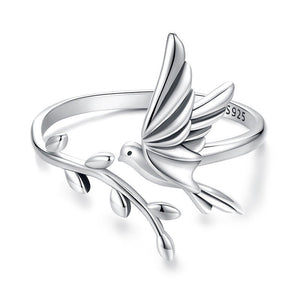 Dainty Bird Tree Leaf Branch Bypass Ring - Perimade & Co.