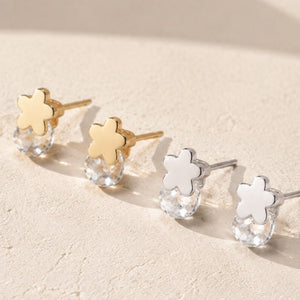 Dainty Blossom Faceted Crystal Stud Earrings - Perimade & Co.