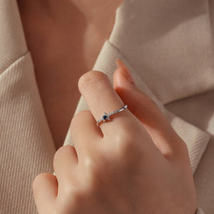 Dainty Blue CZ Starburst Pave Wave Band Ring - Perimade & Co.