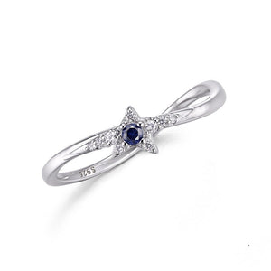 Dainty Blue CZ Starburst Pave Wave Band Ring - Perimade & Co.