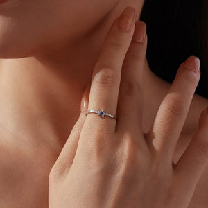 Dainty Blue CZ Starburst Pave Wave Band Ring - Perimade & Co.