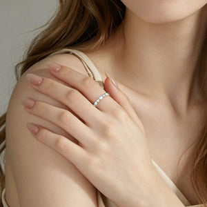 Dainty Blue Enamel Pave Heart Stackable Ring - Perimade & Co.