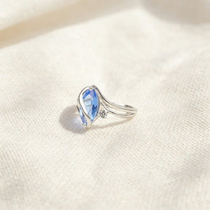 Dainty Blue Marquise CZ Swirl Twist Band Ring - Perimade & Co.
