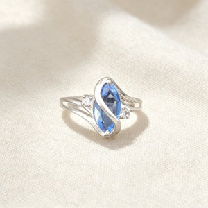Dainty Blue Marquise CZ Swirl Twist Band Ring - Perimade & Co.