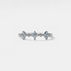 Dainty Blue Opal Flower Stacking Ring - Perimade & Co.
