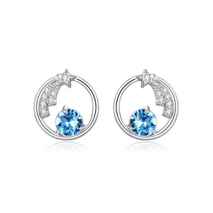 Dainty Blue Star Moon Stud Earrings - Perimade & Co.