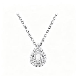 Dainty Blue Teardrop Halo Pendant Necklace - Perimade & Co.