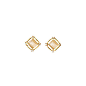 Dainty Cat's Eye Hollow Square Stud Earrings - Perimade & Co.