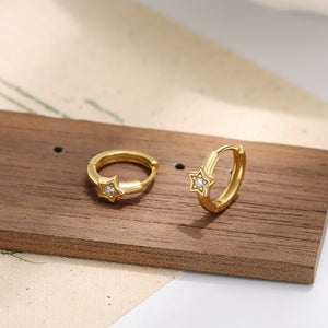 Dainty Celestial Star CZ Huggie Hoop Earrings - Perimade & Co.