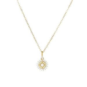 Dainty Compass Pave Halo Pendant Necklace - Perimade & Co.