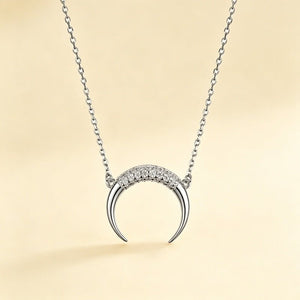 Dainty Crescent Moon Pave Pendant Necklace - Perimade & Co.