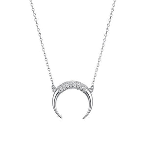Dainty Crescent Moon Pave Pendant Necklace - Perimade & Co.