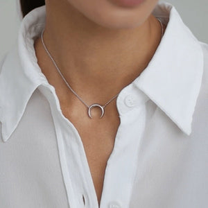 Dainty Crescent Moon Pave Pendant Necklace - Perimade & Co.