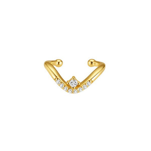 Dainty Crown V Shaped CZ Clip-On Earrings - Perimade & Co.