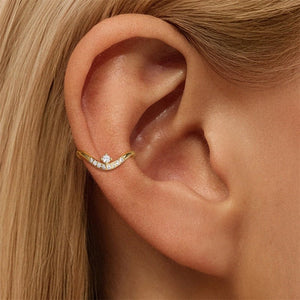 Dainty Crown V Shaped CZ Clip-On Earrings - Perimade & Co.