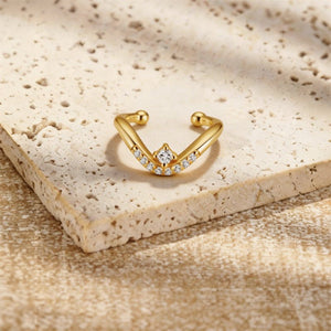 Dainty Crown V Shaped CZ Clip-On Earrings - Perimade & Co.