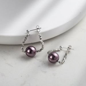 Dainty Crushed Silver Bead Pearl Drop Earrings - Perimade & Co.