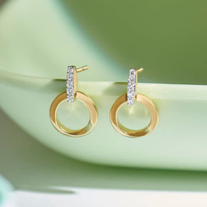 Dainty Crystal Open Circle Drop Stud Earrings - Perimade & Co.
