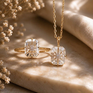 Dainty Crystal Starburst Pave Charm Necklace - Perimade & Co.