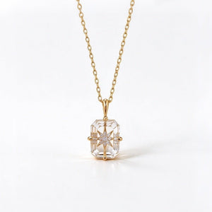 Dainty Crystal Starburst Pave Charm Necklace - Perimade & Co.