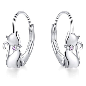Dainty Cute Kitty Cat Huggie Hoop Earrings - Perimade & Co.