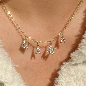 Dainty CZ Letter Charm Layering Necklace - Perimade & Co.