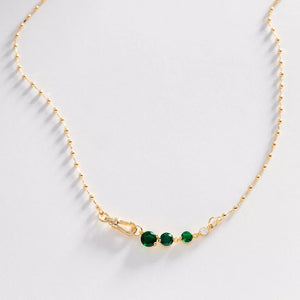 Dainty CZ Opal Asymmetric Ball Chain Necklace - Perimade & Co.