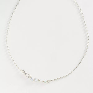 Dainty CZ Opal Asymmetric Ball Chain Necklace - Perimade & Co.