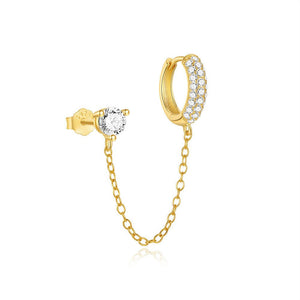 Dainty CZ Stud Ear Cuff Chain Link Earring - Perimade & Co.