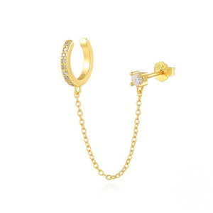 Dainty CZ Stud Ear Cuff Chain Link Earring - Perimade & Co.