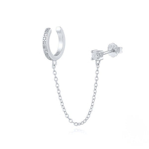 Dainty CZ Stud Ear Cuff Chain Link Earring - Perimade & Co.