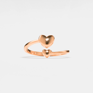 Dainty Double Heart Stacking Bypass Ring - Perimade & Co.
