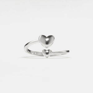 Dainty Double Heart Stacking Bypass Ring - Perimade & Co.