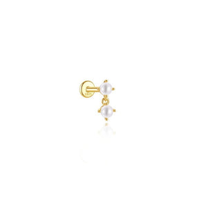 Dainty Double Pearl Chain Drop Stud Earrings - Perimade & Co.