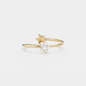 Dainty Double Star Stacking Bypass Ring - Perimade & Co.