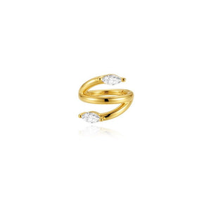 Dainty Dual Marquise CZ Spiral Hoop Earrings - Perimade & Co.