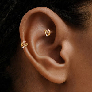 Dainty Dual Marquise CZ Spiral Hoop Earrings - Perimade & Co.