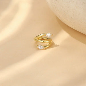 Dainty Dual Marquise CZ Spiral Hoop Earrings - Perimade & Co.