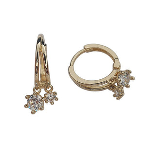 Dainty Dual Row Split CZ Drop Hoop Earrings - Perimade & Co.