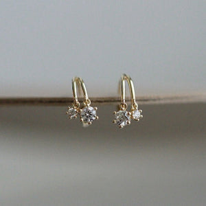 Dainty Dual Row Split CZ Drop Hoop Earrings - Perimade & Co.