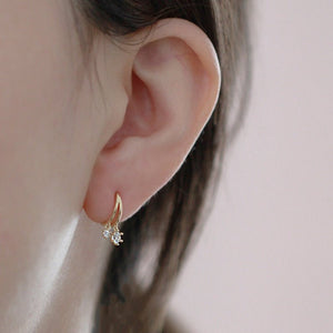 Dainty Dual Row Split CZ Drop Hoop Earrings - Perimade & Co.